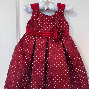 Elegant Red Polka Dot Kids Dress